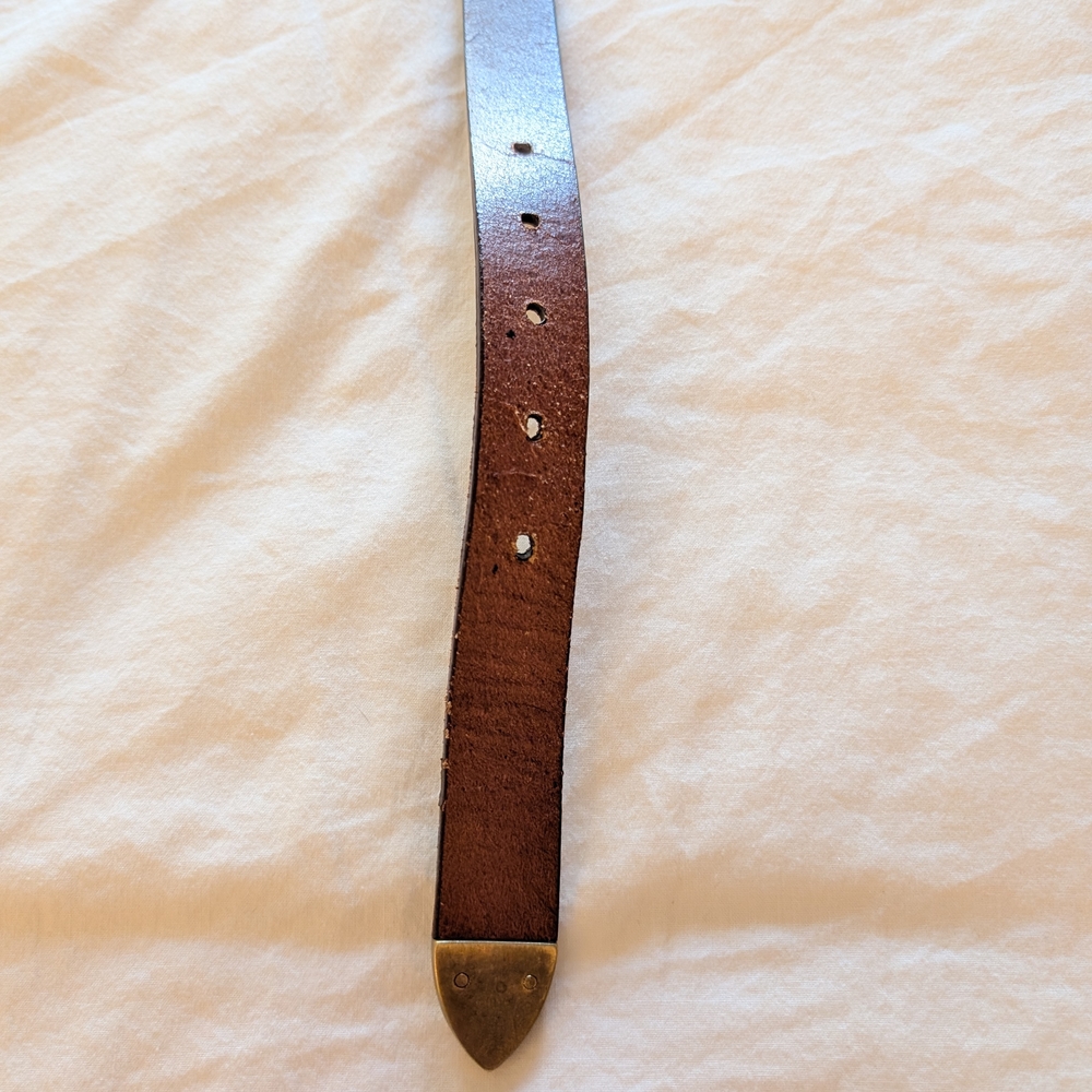 Nine West brown genuine leather belt with brass buckle - Picture 7 of 8